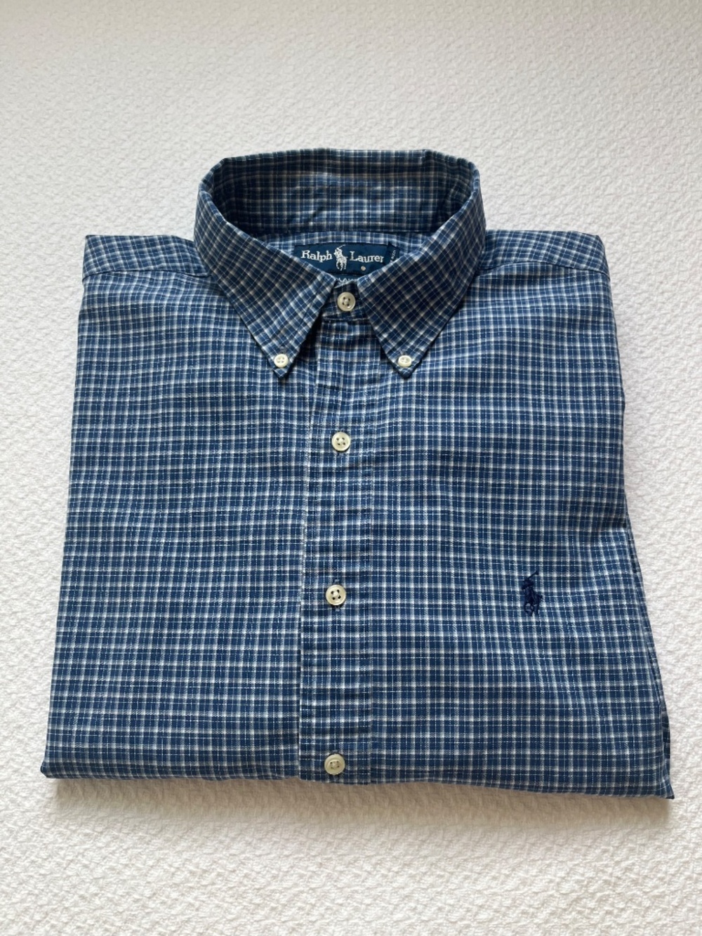 Ralph Lauren Blake Mens 100% Cotton Shirt Button Down Long Sleeve Blue Sz Large
